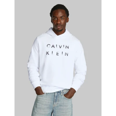 Abbildung von Calvin Klein Enlarged LOGO Hoodie Kapuzenpullover, Herren, Größe: Small, Bright white