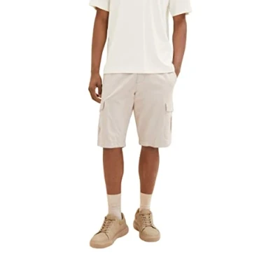 Abbildung von TOM TAILOR Herren 1036310 Cargo Bermuda Shorts, 31851 Desert Fawn White Chambray, 31