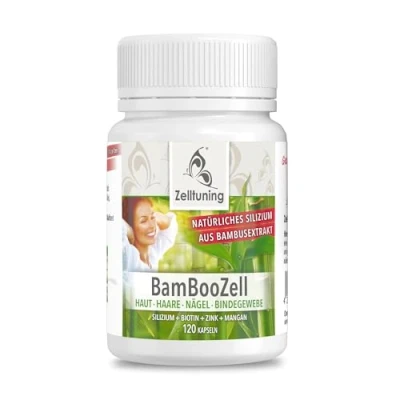 Abbildung von BamBooZell Haar Vitamine 120 Silizium Hochdosiert Kapseln Mit Biotin, Zink, Mangan Silicea aus Bambus Extrakt Haut Haare Nägel Kapsel Deutschland Silica, Rein Ohne Zusatzstoffe.