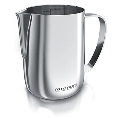Abbildung von Arendo Milchkännchen Edelstahl 600ml Aufschäumer Kännchen Milchkanne milk pitcher rostfreier zum Milch Aufschäumen spülmaschinenfest Messskala für Barista Cappuccino Latte