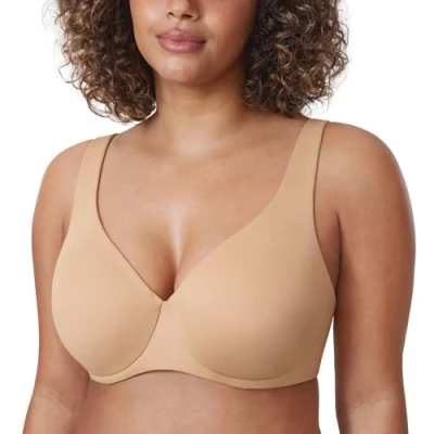 Abbildung von DELIMIRA AISILIN Damen Minimizer BH mit Bügel ohne Polster Vollschalen Große Größen Unterwäsche Warmes Beige 100D