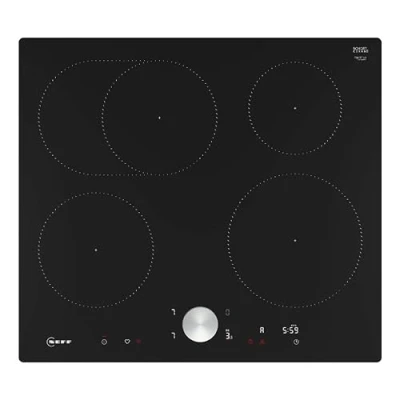 Abbildung von NEFF T56PTF1L0 Induktionskochfeld N90, autarkes Glaskeramik Kochfeld 60 cm breit, Twist Pad, Home Connect, Smart Hood Automatic, Powerstufe, flächenbündig, Schwarz