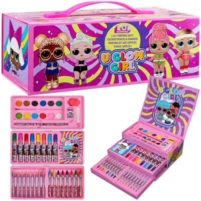 Abbildung von L.O.L. Surprise! Malkoffer, Malset für Kinder, LOL Spiel Bastelset Mädchen Bastelkoffer mit Buntstifte Set Farben Painting Farbstifte Kinder Puppen Geschenke
