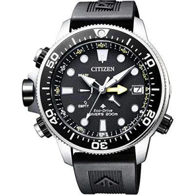 Abbildung von Citizen Herren Analog Eco Drive Solar Uhr mit Tiefenmesser und Taucherarmband BN2036 14E