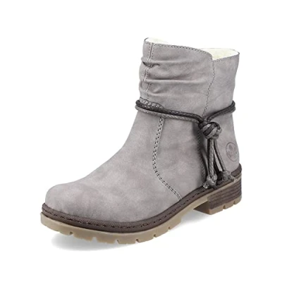Abbildung von Rieker Damen Ankle Boots Y7463, Frauen Stiefeletten,uebergangsstiefel,flach,Stiefel,Bootee,Booties,halbstiefel,Kurzstiefel,grau (40),37 EU / 4 UK