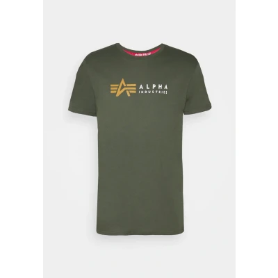 Abbildung von Alpha Industries Label Tshirt print, Herren, Größe: XL, Dark olive