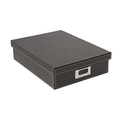 Abbildung von OSCO BPUA4BOX Luxus Faux Leder, Schreibtischzubehör und Ablage, braun