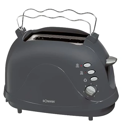 Abbildung von Bomann Toaster TA 246 CB, kompakter 2 Scheiben Toaster, Auftaufunktion, Aufwärmfunktion, Schnellstoppfunktion, Cool Touch Gehäuse, grau