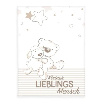 Abbildung von Herding Fynn Babydecke, Lieblingsmensch Motiv, 75 x 100 cm, Microfaserflausch, Weiß