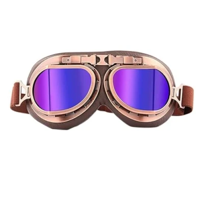 Abbildung von evomosa Motorradbrillen Vintage Cruiser Scooter Goggle Outdoor Sandbrille Bike Racer Touring Brillen(Copper, Blue)