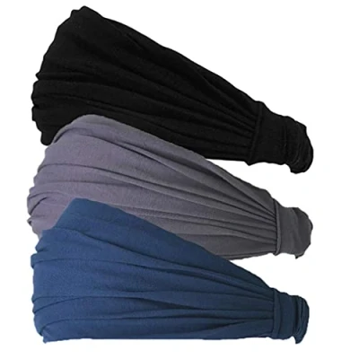 Abbildung von CHARM Stirnband Herren Bandana Kopftuch Haarband Männer Sport Japanisch (M, Schwarz, Dunkelgrau, Navy 3 Pack)