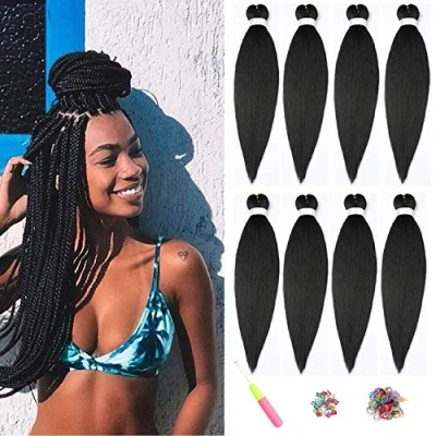 Abbildung von ShowJarlly Easy Braid Pre Stretched Braiding Haar 26 Zoll 8Packs/Lot Yaki Texture Flechten Haarverlängerungen Vorgedehntes Flechthaar Professionelle Weiche Synthetische Faser Braids 1B#
