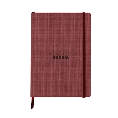 Abbildung von Rhodia 120034C ORANGE Botanique Heft mit flexiblem Einband aus Kunstleder, DIN A5 liniert, 80 Blatt, elfenbeinfarbiges 90g Papier, Amarant, 1 Stück