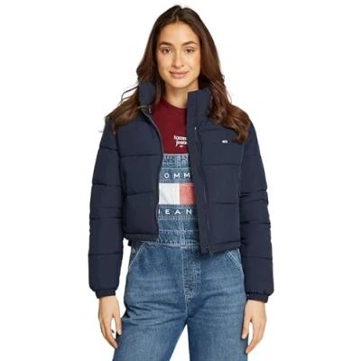 Abbildung von Tommy Jeans Damen Pufferjacke Cropped Essential Puffer Kurz, Blau (Dark Night Navy), M