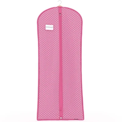 Abbildung von Hangerworld Atmungsaktive Kleiderschutzhülle 152cm Rosa Weiß Gepunktet Kleiderhülle