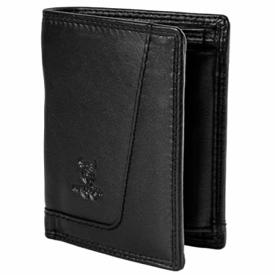 Abbildung von MATADOR Echt Leder Geldbörse Herren mit Geheimfach Geldbeutel RFID Schutz Portemonnaie Portmonee Portmonai Portmonaise Brieftasche Schwarz