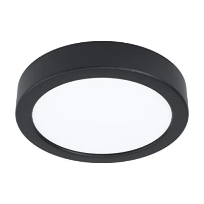 Abbildung von EGLO LED Deckenleuchte Fueva 5, Ø 16 cm, 1 flammige Aufbauleuchte aus Stahl und einer Kunststoff Leuchtfläche, Deckenlampe in Schwarz, Weiß, Aufbaulampe warmweiß