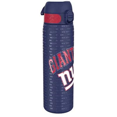 Abbildung von Ion8 Stahl Trinkflasche, 600 ml, Auslaufsicher, Einhandöffnung, Sichere Verriegelung, Spülmaschinenfest, Klappdeckel, Tragegriff, Leicht zu Reinigen, Langlebig, NFL Giants Design