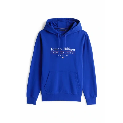 Abbildung von Tommy Hilfiger LOGO Drawstring Kapuzenpullover, Herren, Größe: XS, Wedge blue