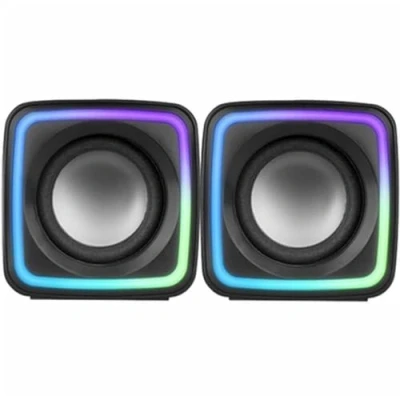 Abbildung von Mars Gaming MSCUBE Schwarz, Kompakte RGB Lautsprecher, 8W DSP Soundprozessor, Lautstärkeregler