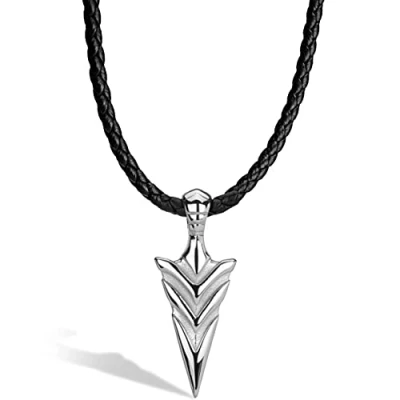 Abbildung von SERASAR Lederkette Herren Leder Halskette mit Anhänger 60cm Silber Lederband Kette Schmuck Schachtel für Männer Echtleder Geschenk Leather Necklace Men Jewelry Band