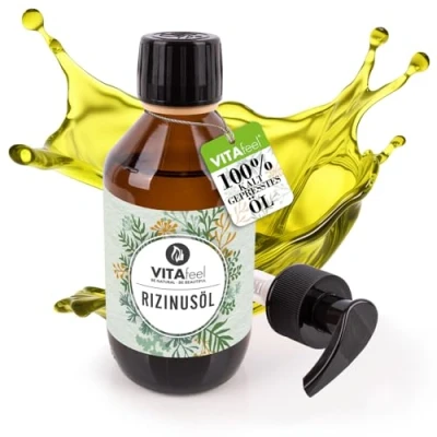 Abbildung von VitaFeel Rizinusöl 250 ml 100% reines kaltgepresstes Öl, nativ Ph. Eur., Wimpern Serum, Haaröl, natürliche Haarpflege