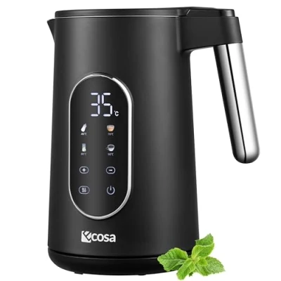 Abbildung von Wasserkocher Edelstahl mit Temperatureinstellung (40C 100C) 1,7 Liter Teekocher Warmhaltefunktion LED Display Temperaturwahl 2200 Watt 100% BPA FREI Wasser Kocher Water Kettle