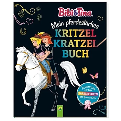 Abbildung von Bibi &amp; Tina Mein pferdestarkes Kritzel Kratzel Buch: mit Bambus Stick. Kratzmotive tollen Farbeffekten. Für Kinder ab 5 Jahren