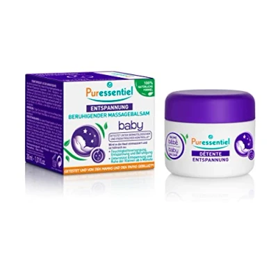 Abbildung von Puressentiel Schlaf Beruhigender Massagebasalm Baby Mit 3 ätherischen Ölen 100% natürlichen Formel Feuchtigkeitsversorgung, Entspannung und Beruhigung der Kleinen ab 6 Monate 30 ml