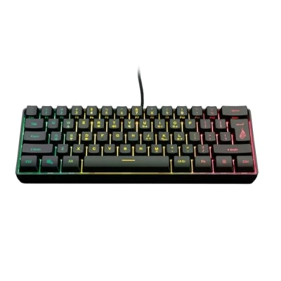 Abbildung von SureFire Kingpin X1 60% Gaming Tastatur US English, Multimedia Keyboard klein &amp; mobil, RGB mit Beleuchtung, 25 Anti Ghosting Tasten, amerikanisches Layout QWERTY