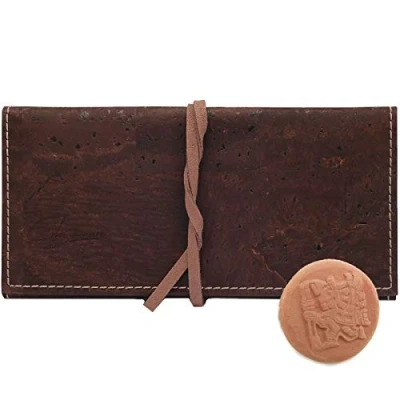 Abbildung von Simaru Tabaktasche/Drehtabak Tasche 35g aus wasserabweisendem Korkleder Drehertasche für Tabakbeutel Fach mit Reißverschluss Filter und Zubehör Doppeltes Paper (braun)