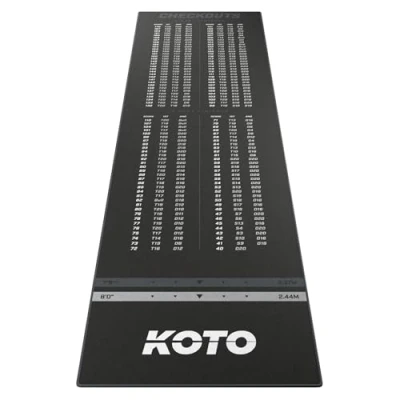Abbildung von KOTO Carpet Checkout Grau, 285x80cm Dartmatte, Schutz Bodens &amp; Dartpfeile, Mit Score Indikation + Oche