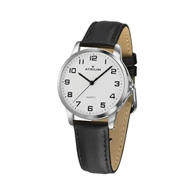 Abbildung von Atrium Damen Armbanduhr sehr deutlich silberfarben Quarz 3 Bar Lederband A37 10