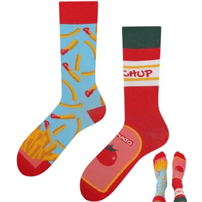 Abbildung von TODO Lustige Pommes Socken Damen und Herren, Coole Frites mit Kechup (39 42, Pommes)