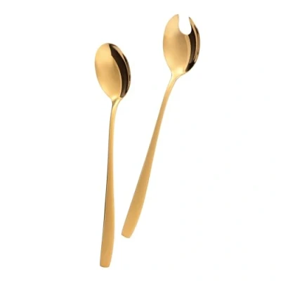 Abbildung von GRÄWE Goldenes Salatbesteckset, 2 teilig, aus Edelstahl 18/0 Chromstahl, poliert, spülmaschinengeeignet, Servierlöffel im zeitlosen Design, Serie Königstein