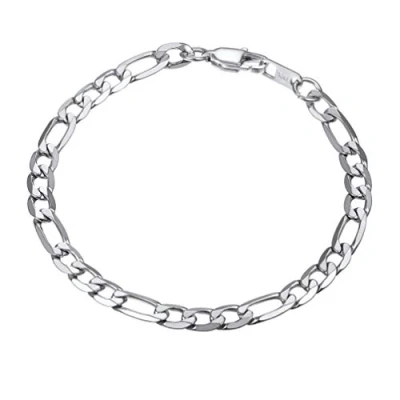 Abbildung von PROSTEEL Herren Armband 21cm Edelstahl Figarokette 9mm breit 3+1 Glieder Link Kettenarmband Armkette, silber