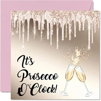 Abbildung von Lustige Geburtstagskarten Frauen und sie Prosecco O&#039;Clock Geburtstagskarte beste Freundin unverschämt 145 mm x Grußkarten Witz Damen Mutter Tochter Oma Cousin Bestfreundin Geschenk