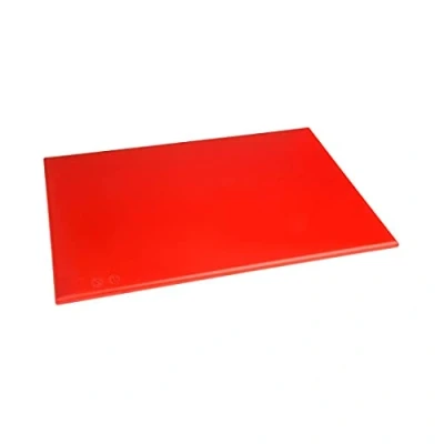 Abbildung von Hygiplas Schneidebrett mit hoher Dichte Standard, rote Farbcodierung Zubereitung von Salaten und Obstprodukten, Größe: 12 (H) x 450 (B) 300 (L) mm, HDPE Schneidebrett, J010