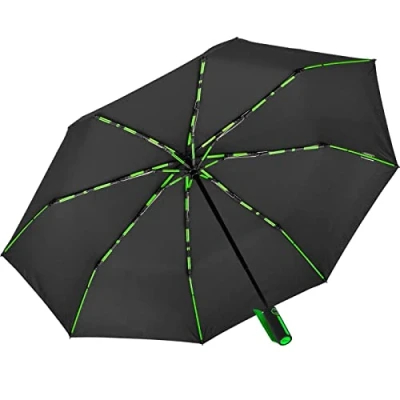 Abbildung von iX brella Big Fiberglas Taschenschirm 104cm mit farbigen Doppel Speichen schwarz grün