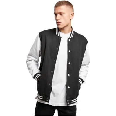 Abbildung von Build Your Brand Herren Sweat College Jacket Jacke, per pack Mehrfarbig (Black/H.Grey 00658), Small (Herstellergröße: S)