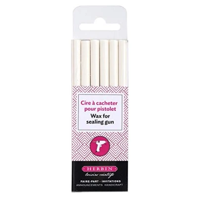 Abbildung von J.Herbin 35801T Packung mit 6 Wachsstangen für Pistole, ideal Bastelprojekte und Scrapbooking, weich, 1 Pack, Weiß