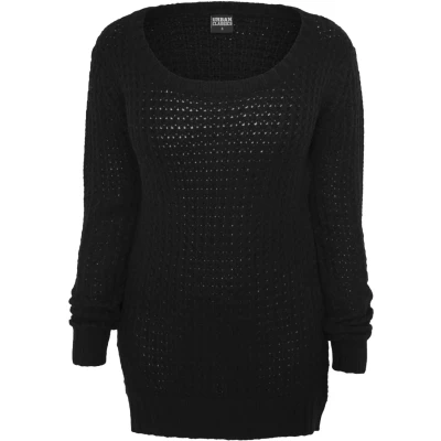 Abbildung von Urban Classics Ladies LONG Wideneck Sweater Strickpullover, Damen, Größe: XL, Black