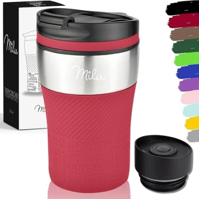 Abbildung von Milu Thermobecher Isolierbecher Kaffeebecher to go 210ml 100% Auslaufsicher Trinkbecher aus Edelstahl Autobecher doppelwand Isolierung Thermo Becher Travel Mug (Rot)