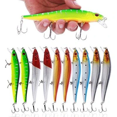 Abbildung von sougayilang Angeln lockt harter Köder Minnow Crankbait mit Treble Haken natürliches Swimbait Deep Diver Lure sinkend für Barsch Forelle 100 Stück...