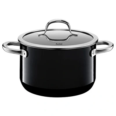 Abbildung von Silit Passion Black Kochtopf hoch 20cm, Glasdeckel, Fleischtopf 3,7l, Silargan Funktionskeramik, Topf Induktion, schwarz