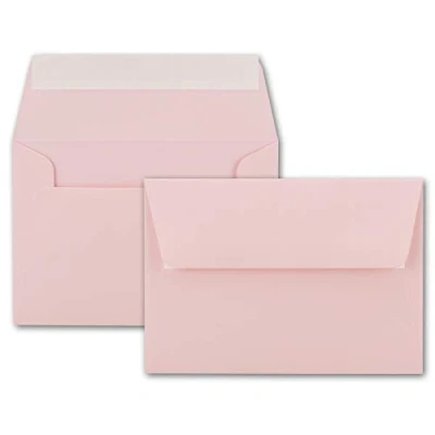 Abbildung von 100x Brief Umschläge B6 Rosa 12,5 x 17,5 cm Haftklebung 120 g/m² breite edle Verschluss Lasche hochwertige Einladungs