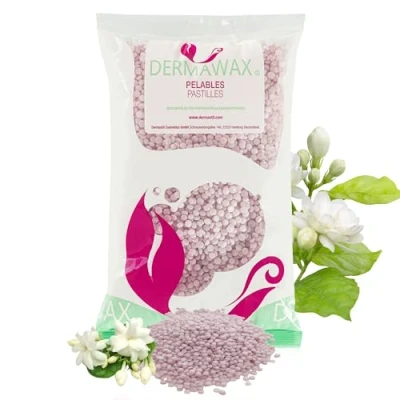 Abbildung von Dermawax Crystal Mauve Jasmin Vegan Hypoallergen Wachsperlen mit Jasminduft zur sanfte Haarentfernung (0,8 kg, Jasmin)
