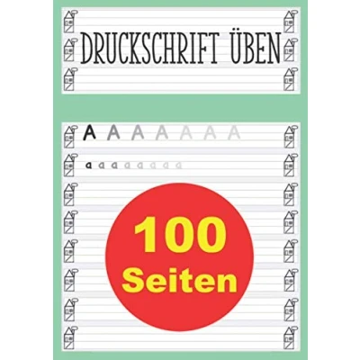 Abbildung von Druckschrift üben: Druckbuchstaben schreiben lernen Schreiblernheft DIN A4 zum Üben von ABC Buchstaben