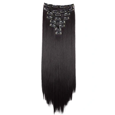 Abbildung von CAISHA XXL 50cm 8 Teile Set CLIP IN EXTENSIONS Nicole Haarverlängerung Haarteil Glatt Schwarzrot CES111