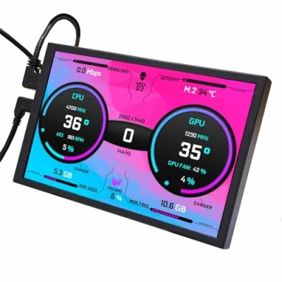 Abbildung von VSDISPLAY 8 Zoll 1280 x 800 Mini HDMI IPS LCD Monitor, Universal 120 mm Lüfterhalterung, PC Gehäuse Display, für AIDA64 DIY CPU GPU Temperatur Computerbildschirm